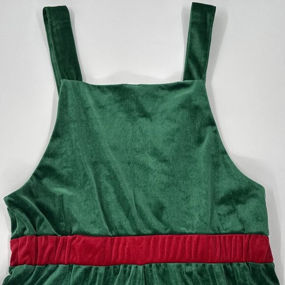 NOBO Christmas Bibs Nutcracker Elf Green Holiday Overalls Jumpsuit Juniors Large - Picture 8 of 10